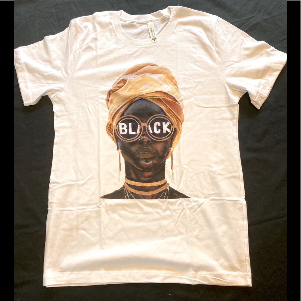 African Queen “BLACK” White Tee NWT
